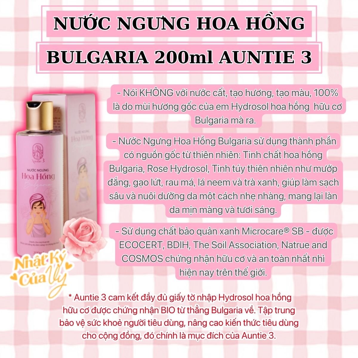 COMBO 2 NƯỚC NGƯNG HYDROSOL HOA HỒNG HỮU CƠ 200ml ( FREESHIP )